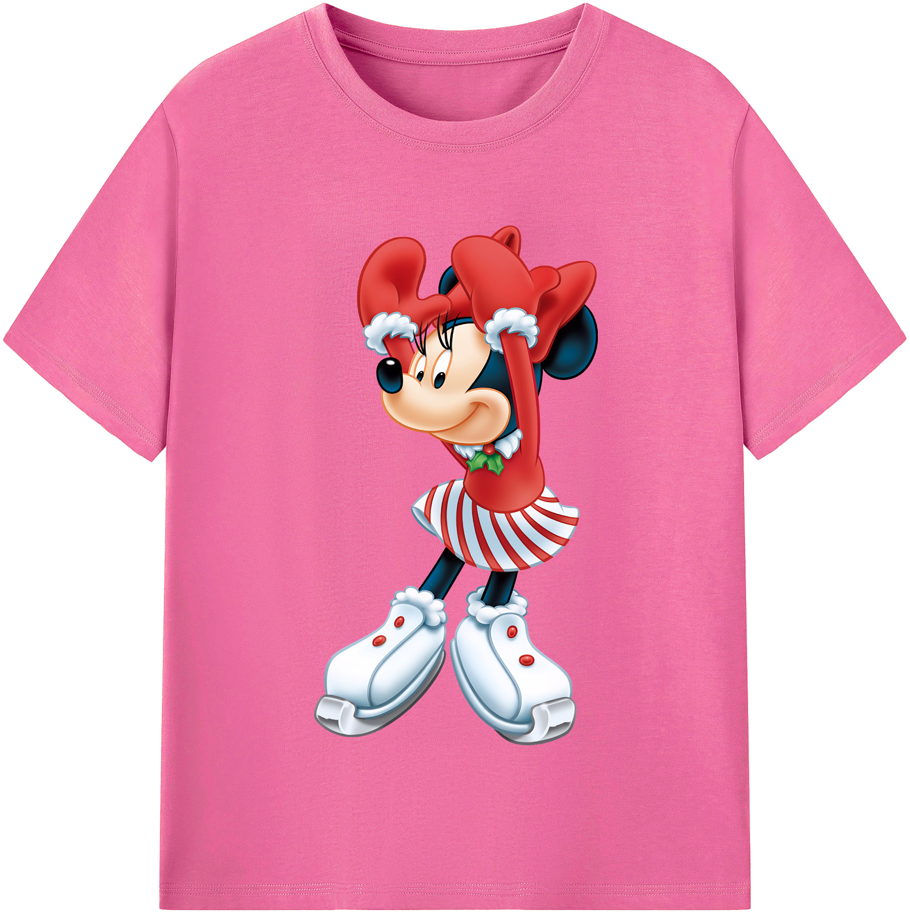 （画像用） ミッキーマウス Mickey Mouse レディースカジュアルプリントTシャツ（綿100％）